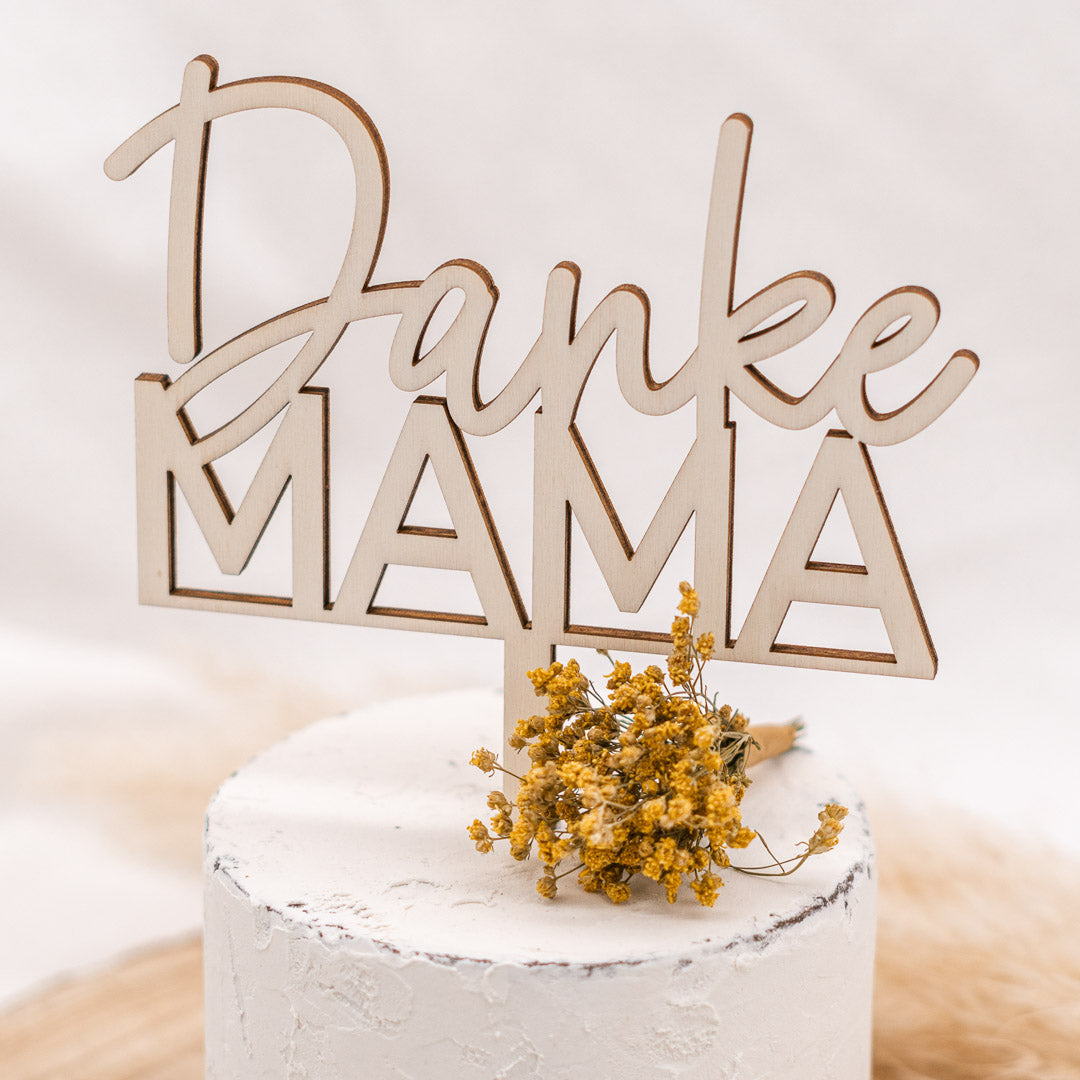 Cake Topper zum Muttertag aus Holz "Danke Mama" - JULIBER MANUFAKTUR