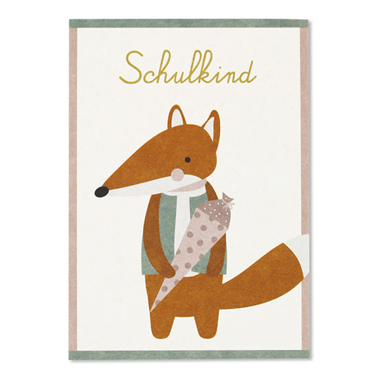 Postkarte "Fuchs - Schulkind"