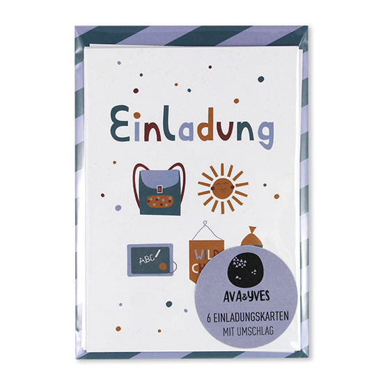 Einladungskarten-Set mit Umschlägen "Einschulung -Adventure" - 6 Stück