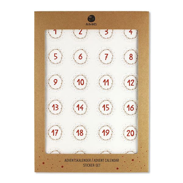 Adventskalender-Zahlensticker - rot, gold