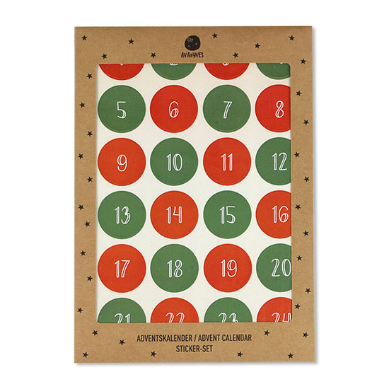 Adventskalender-Zahlensticker - rot, grün