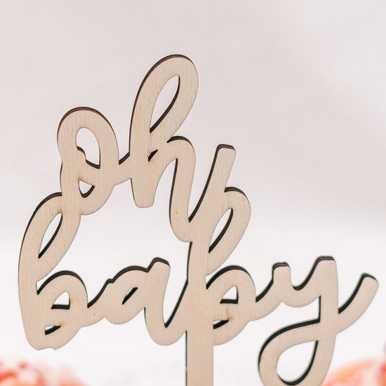 Cake Topper zur Babyparty aus Holz "Oh Baby"