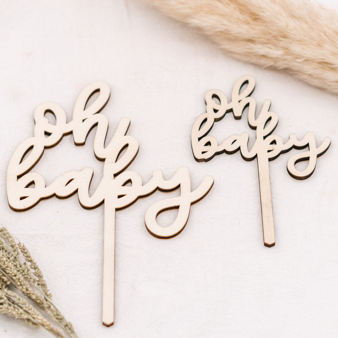 Cake Topper zur Babyparty aus Holz "Oh Baby"