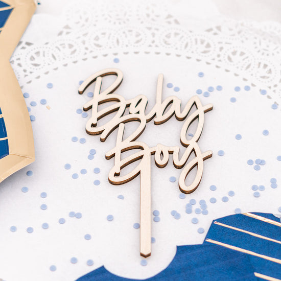 Cake Topper zur Babyparty aus Holz "Baby"