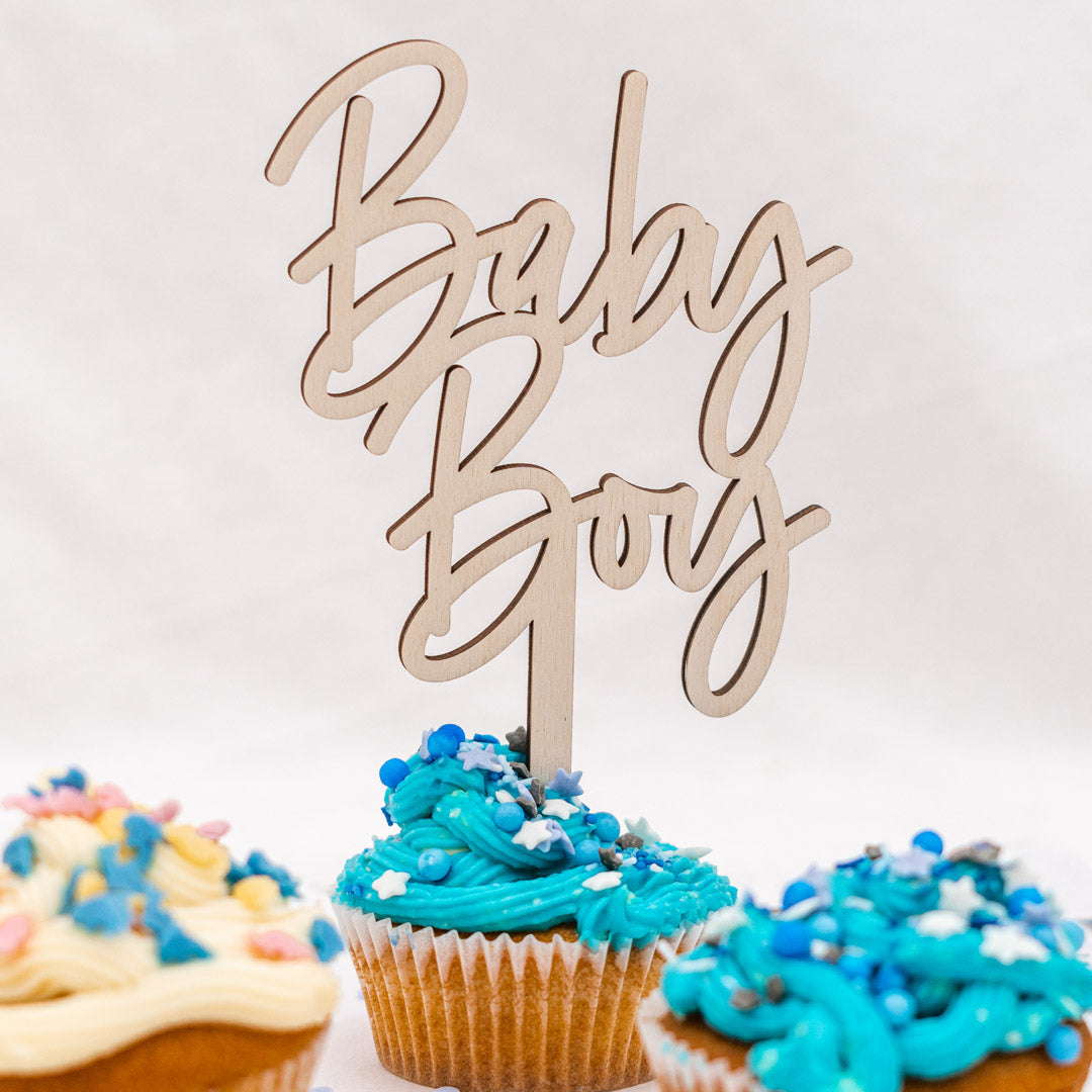 Cake Topper zur Babyparty aus Holz "Baby"