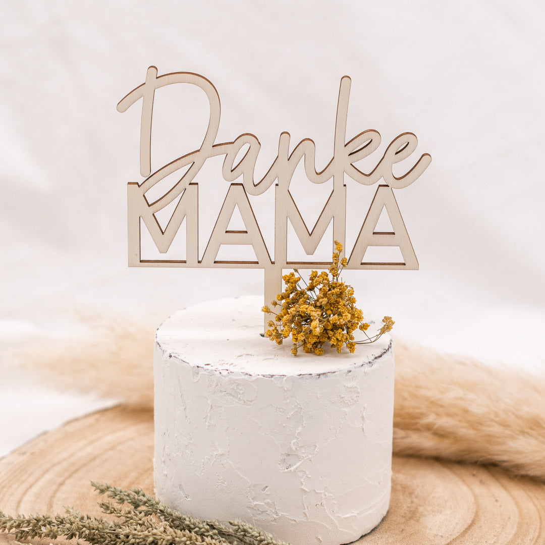 Cake Topper zum Muttertag aus Holz "Danke Mama" - JULIBER MANUFAKTUR