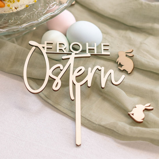 Cake Topper zu Ostern aus Holz "Frohe Ostern"