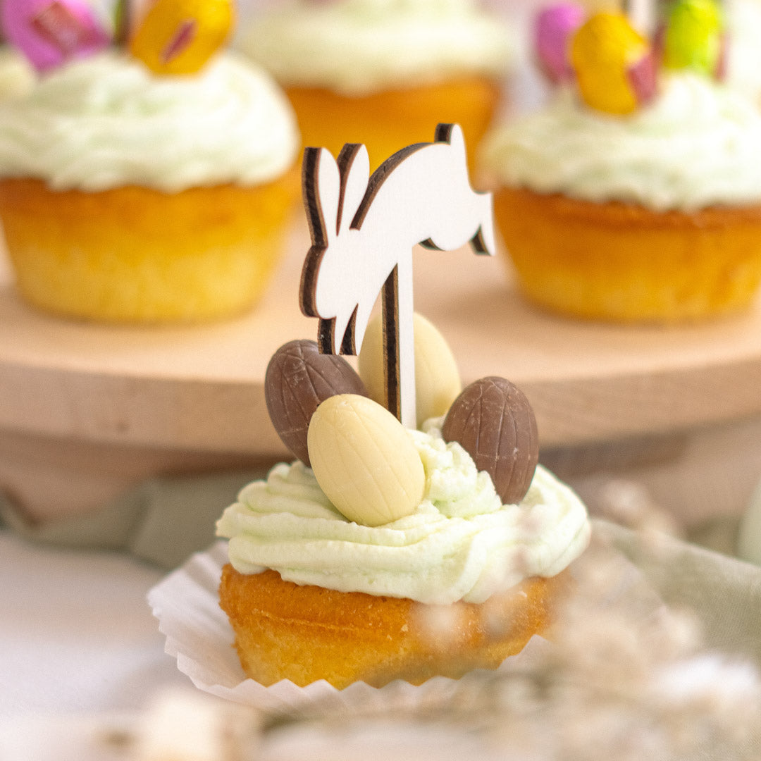 Cake Topper Set für Muffins zu Ostern aus Holz "Osterhasen" - JULIBER MANUFAKTUR