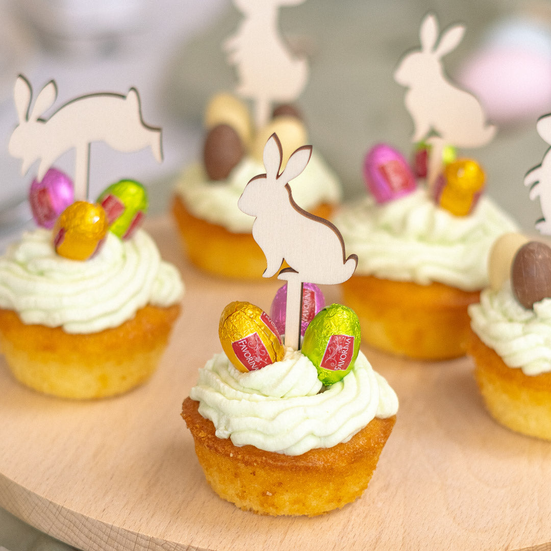 Cake Topper Set für Muffins zu Ostern aus Holz "Osterhasen" - JULIBER MANUFAKTUR