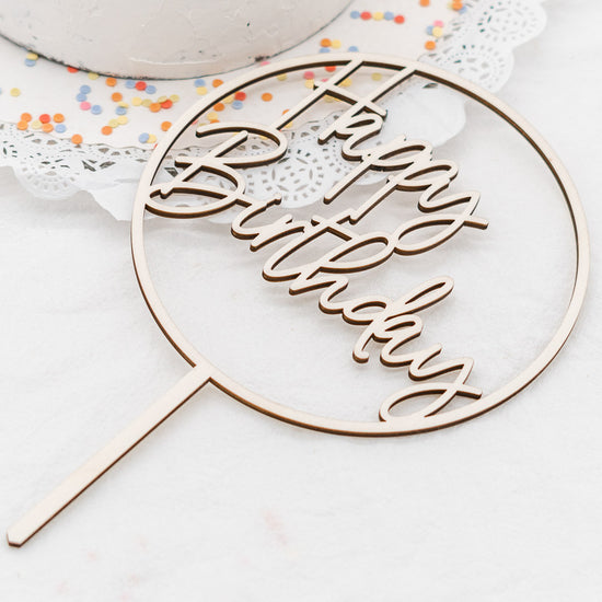 Cake Topper personalisiert zum Geburtstag aus Holz "Happy"