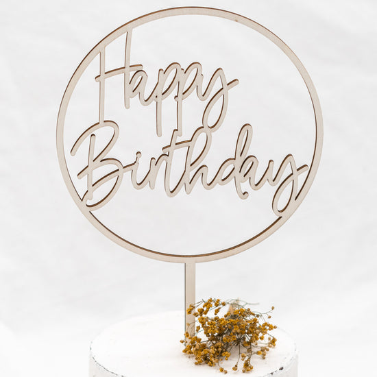 Cake Topper personalisiert zum Geburtstag aus Holz "Happy"