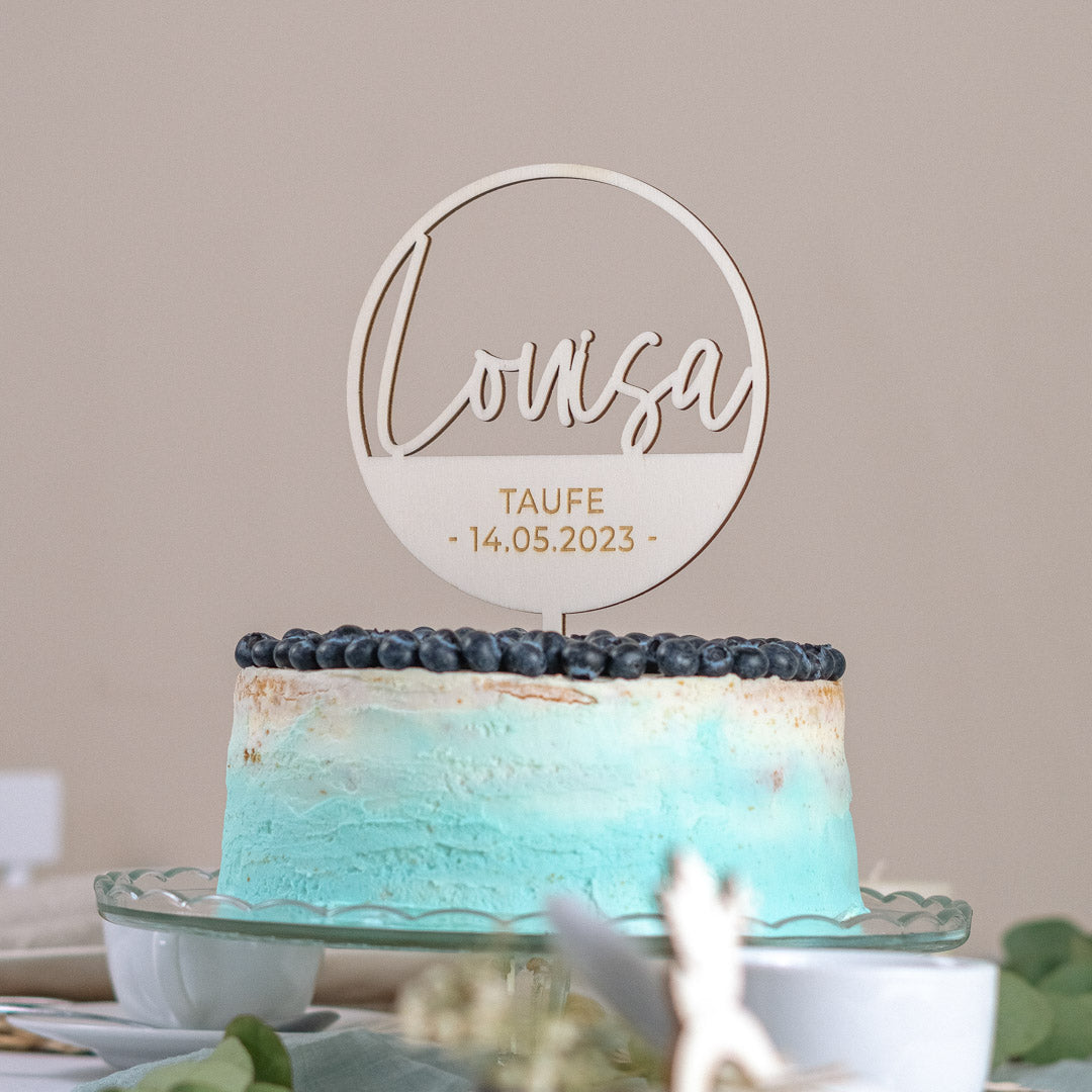 Cake Topper personalisiert zur Taufe & Kommunion aus Holz "Basic"