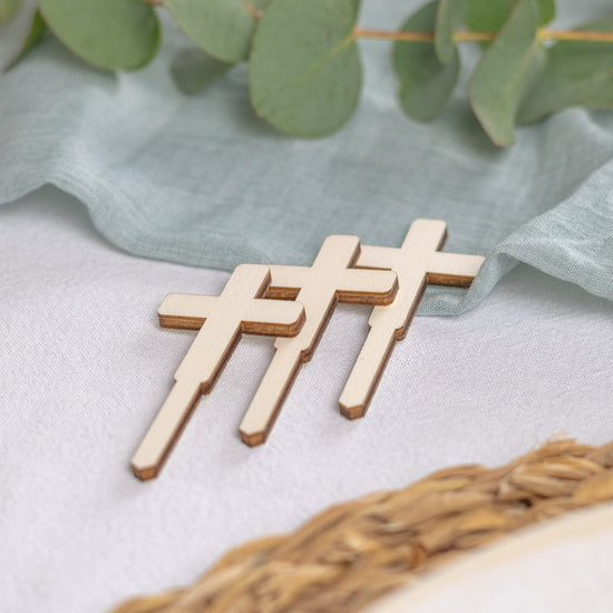 Cake Topper Set für Muffins zur Taufe, Kommunion aus Holz "Kreuz" - JULIBER MANUFAKTUR