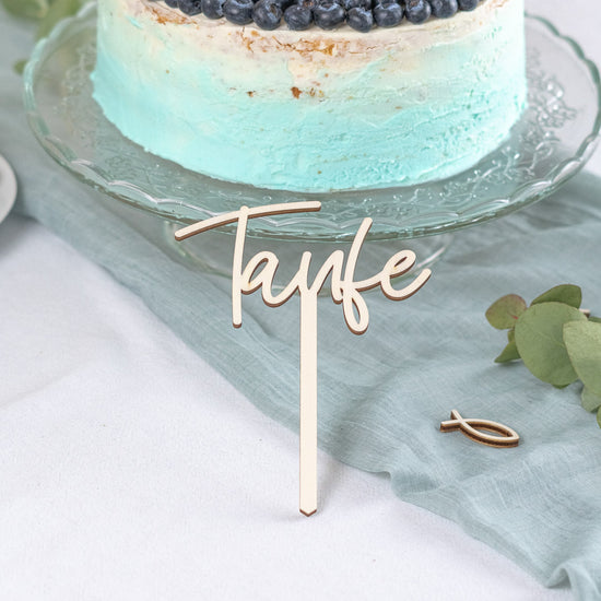 Cake Topper zur Taufe aus Holz und Acrylglas "Taufe" - JULIBER MANUFAKTUR