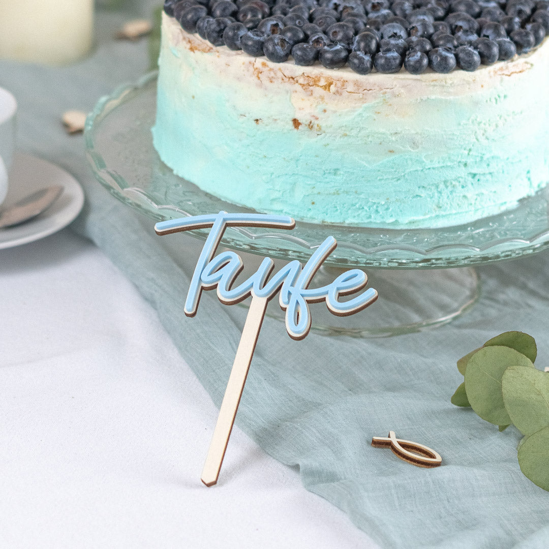 Cake Topper zur Taufe aus Holz und Acrylglas "Taufe"