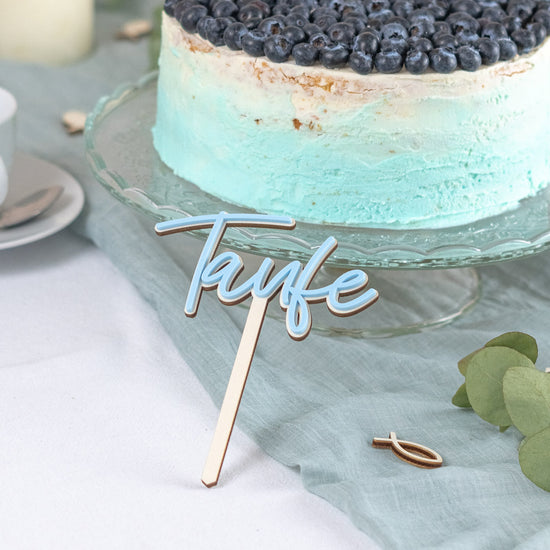 Cake Topper zur Taufe aus Holz und Acrylglas "Taufe" - JULIBER MANUFAKTUR