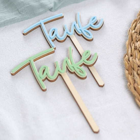 Cake Topper zur Taufe aus Holz und Acrylglas "Taufe" - JULIBER MANUFAKTUR