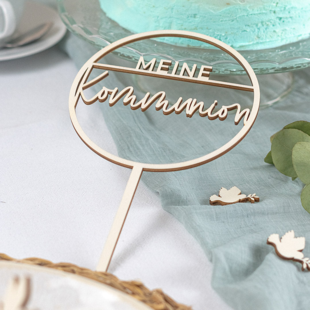 Cake Topper zur Taufe, Kommunion oder Konfirmation aus Holz "Basic"