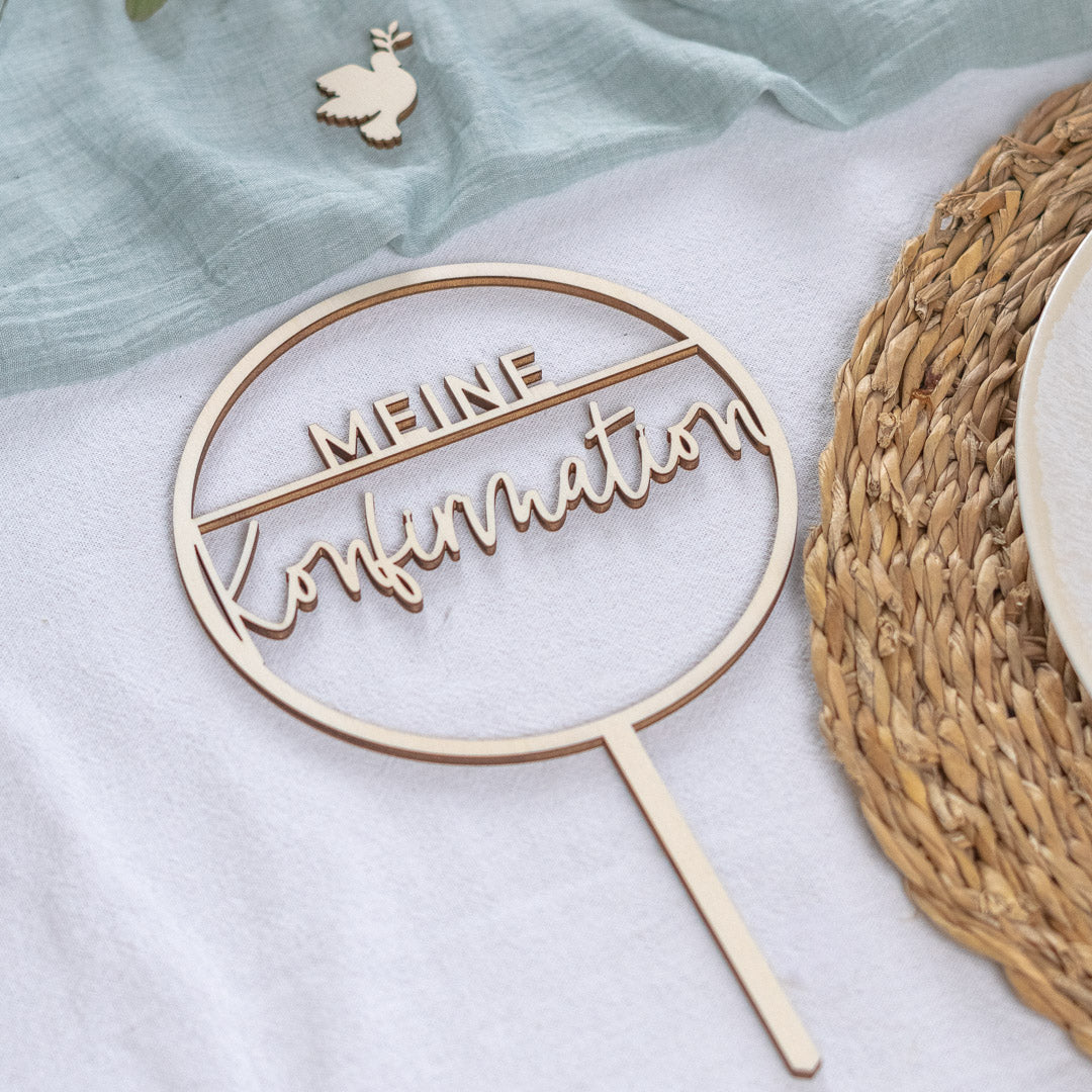 Cake Topper zur Taufe, Kommunion oder Konfirmation aus Holz "Basic"