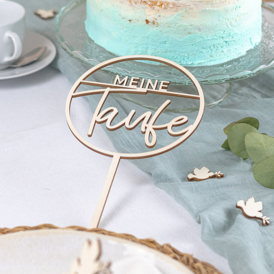 Cake Topper zur Taufe, Kommunion oder Konfirmation aus Holz "Basic"