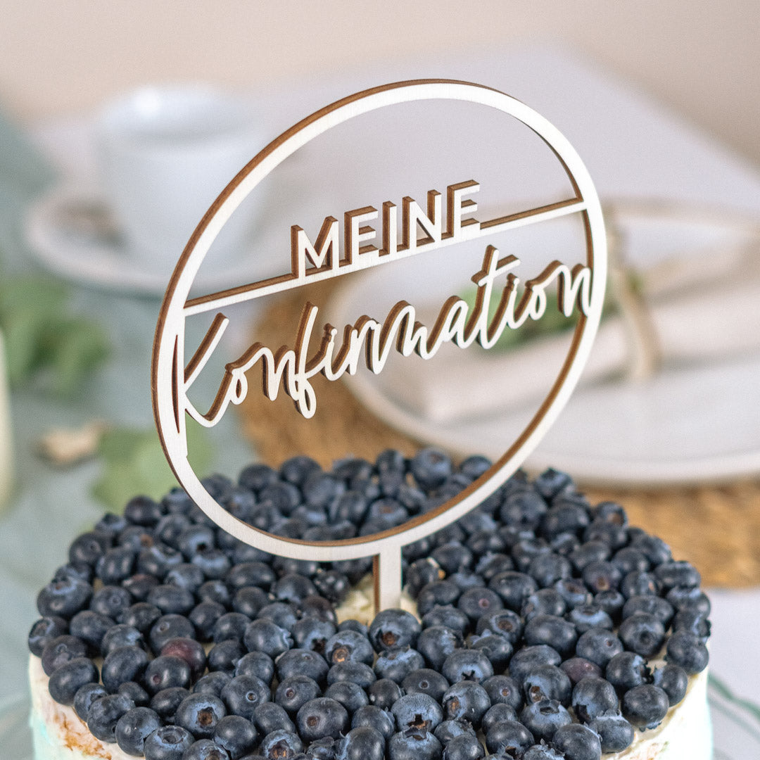 Cake Topper zur Taufe, Kommunion oder Konfirmation aus Holz "Basic"