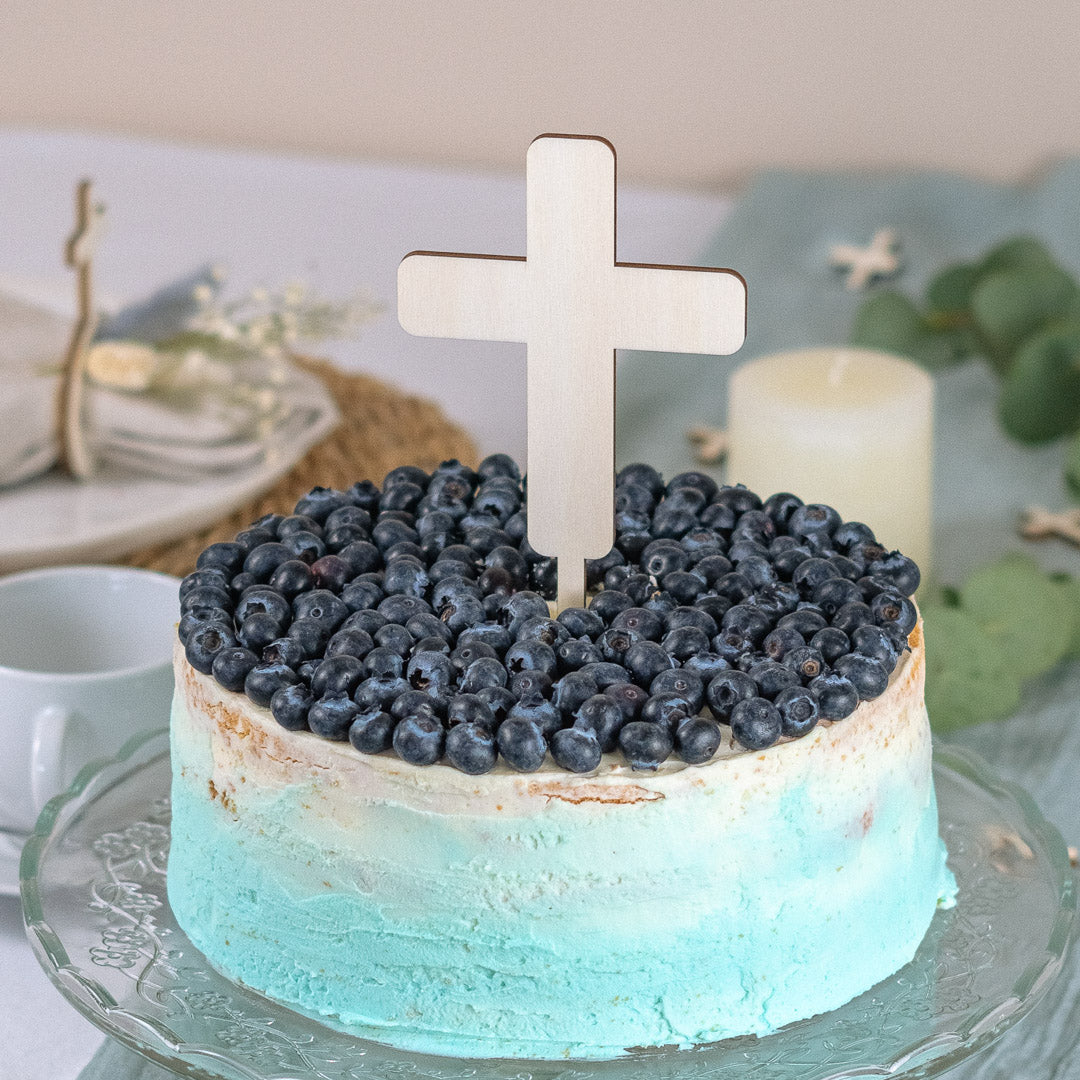 Tortendeko Happy Birthday Mit Kreuz - Für Taufen & Geburtstage