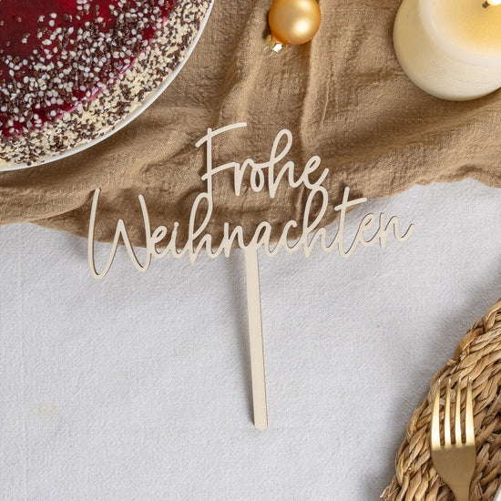 Cake Topper zu Weihnachten aus Holz "Frohe Weihnachten"