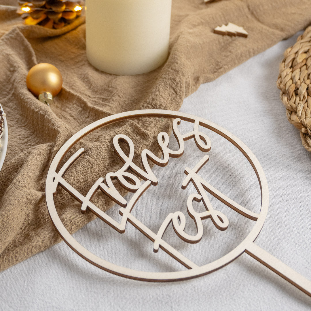 Cake Topper zu Weihnachten aus Holz "Frohes Fest"