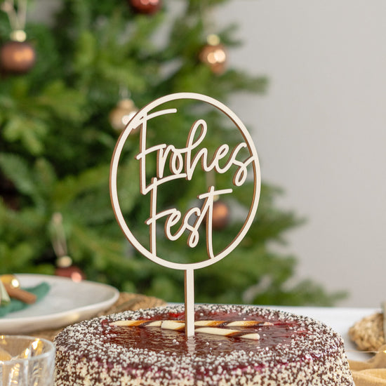 Cake Topper zu Weihnachten aus Holz "Frohes Fest"