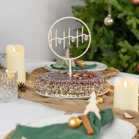 Cake Topper zu Weihnachten aus Holz "Ho Ho Ho"