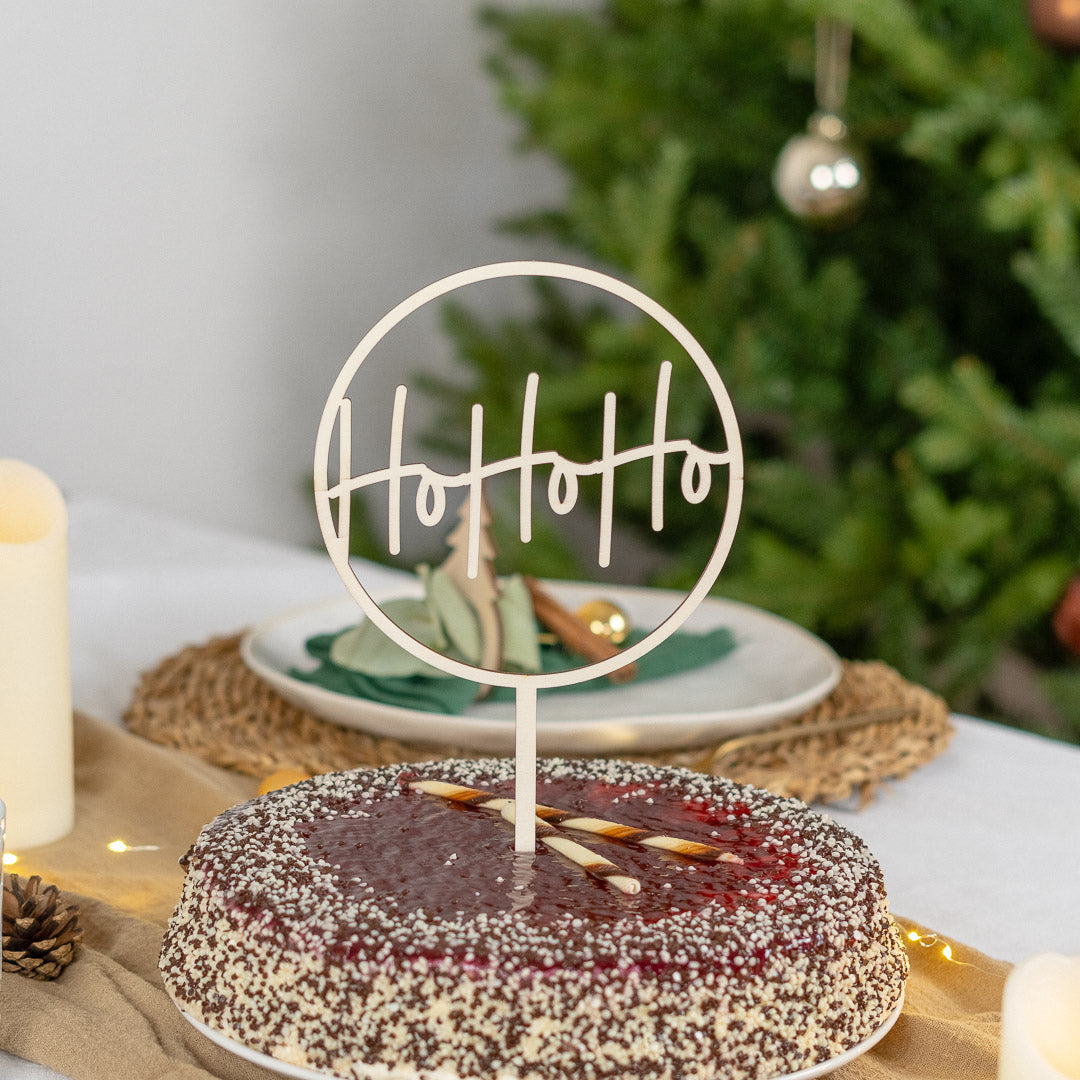 Cake Topper zu Weihnachten aus Holz "Ho Ho Ho"