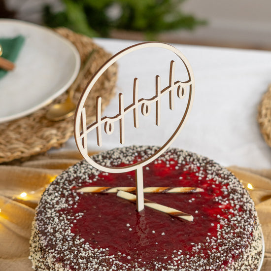 Cake Topper zu Weihnachten aus Holz "Ho Ho Ho"