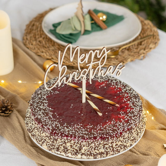 Cake Topper zu Weihnachten aus Holz "Merry Christmas"