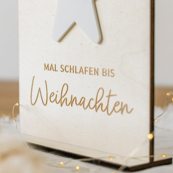 Christmas Countdown aus Holz mit Standfuß "Bogen"