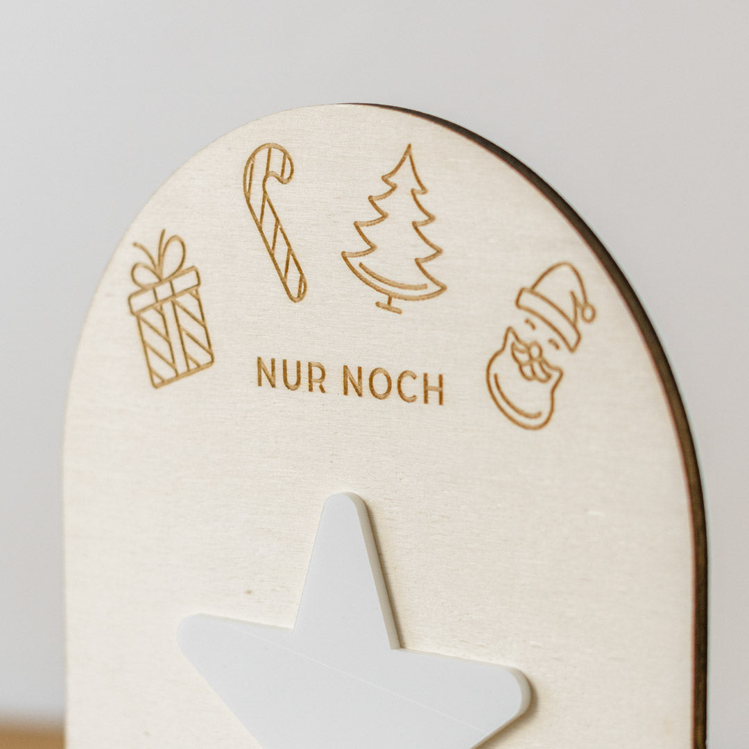 Christmas Countdown aus Holz mit Standfuß "Bogen"