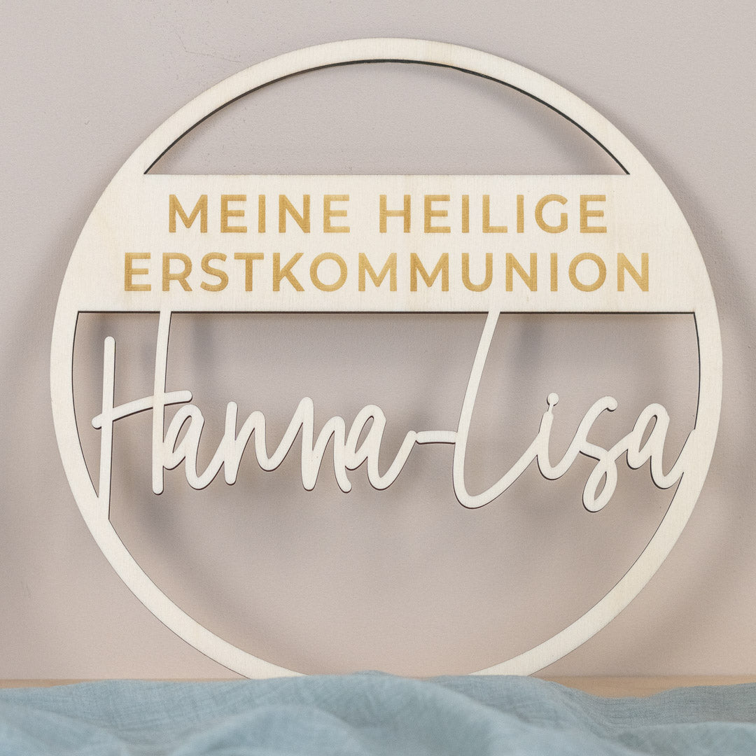 Türkranz personalisiert zur Kommunion aus Holz "Basic"