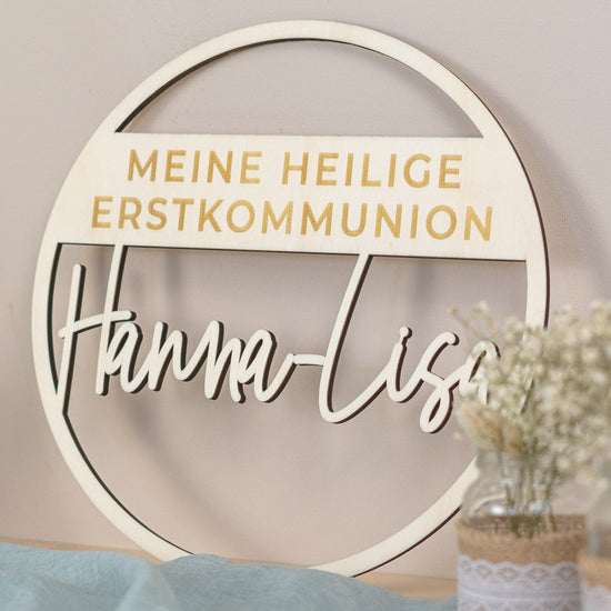 Türkranz personalisiert zur Kommunion aus Holz "Basic"