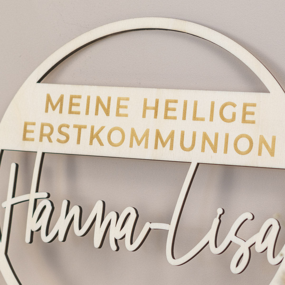 Türkranz personalisiert zur Kommunion aus Holz "Basic"