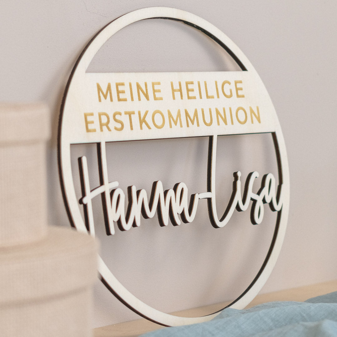 Türkranz personalisiert zur Kommunion aus Holz "Basic"