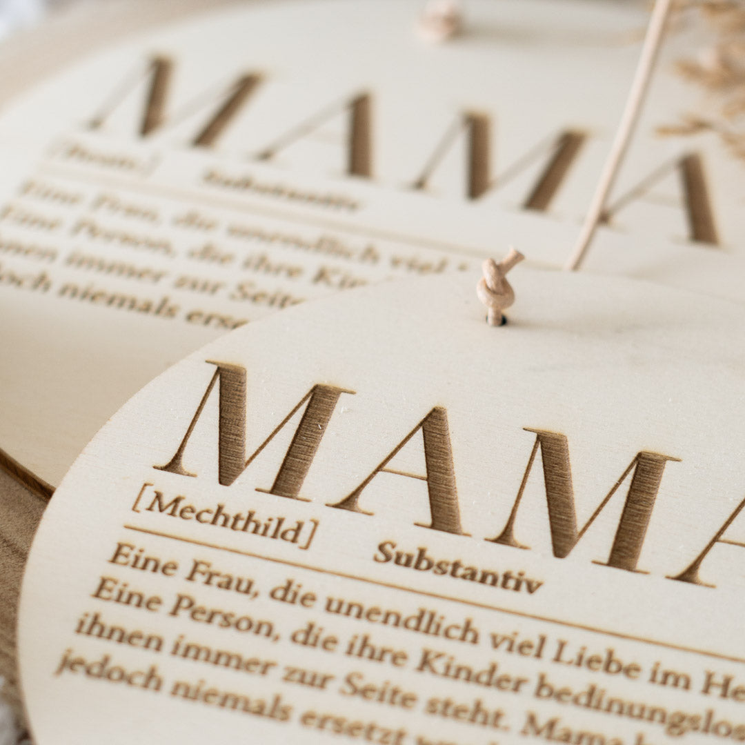 Holzschild personalisiert zum Muttertag "Definition Mama"