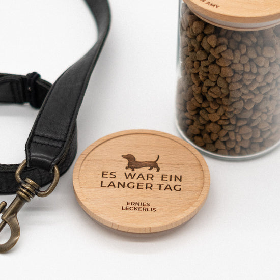 Leckerlidose personalisiert mit Deckel für Hundekekse "Dackelliebe"