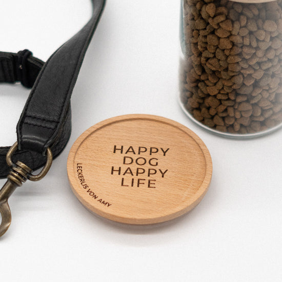 Leckerlidose personalisiert mit Deckel für Hundekekse "Happy"