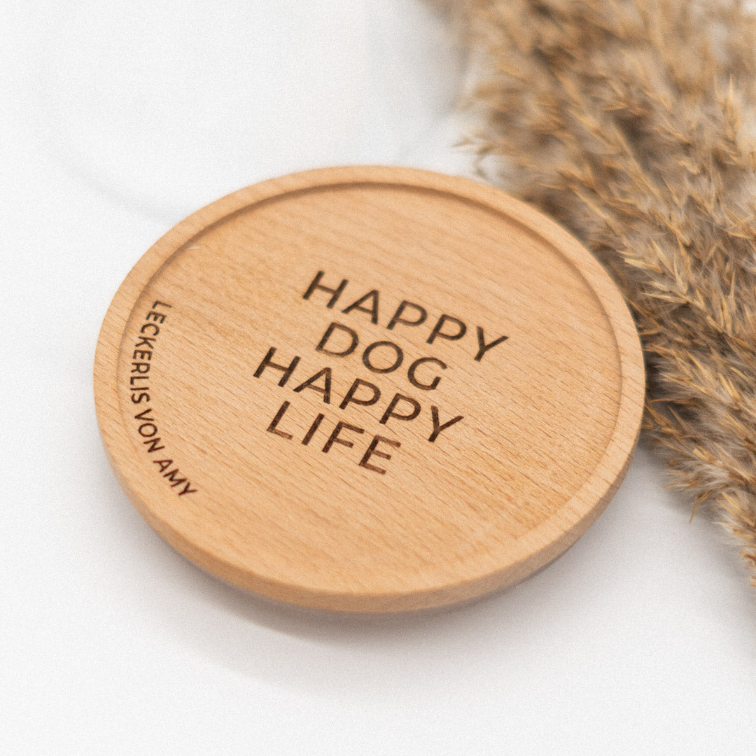 Leckerlidose personalisiert mit Deckel für Hundekekse "Happy"