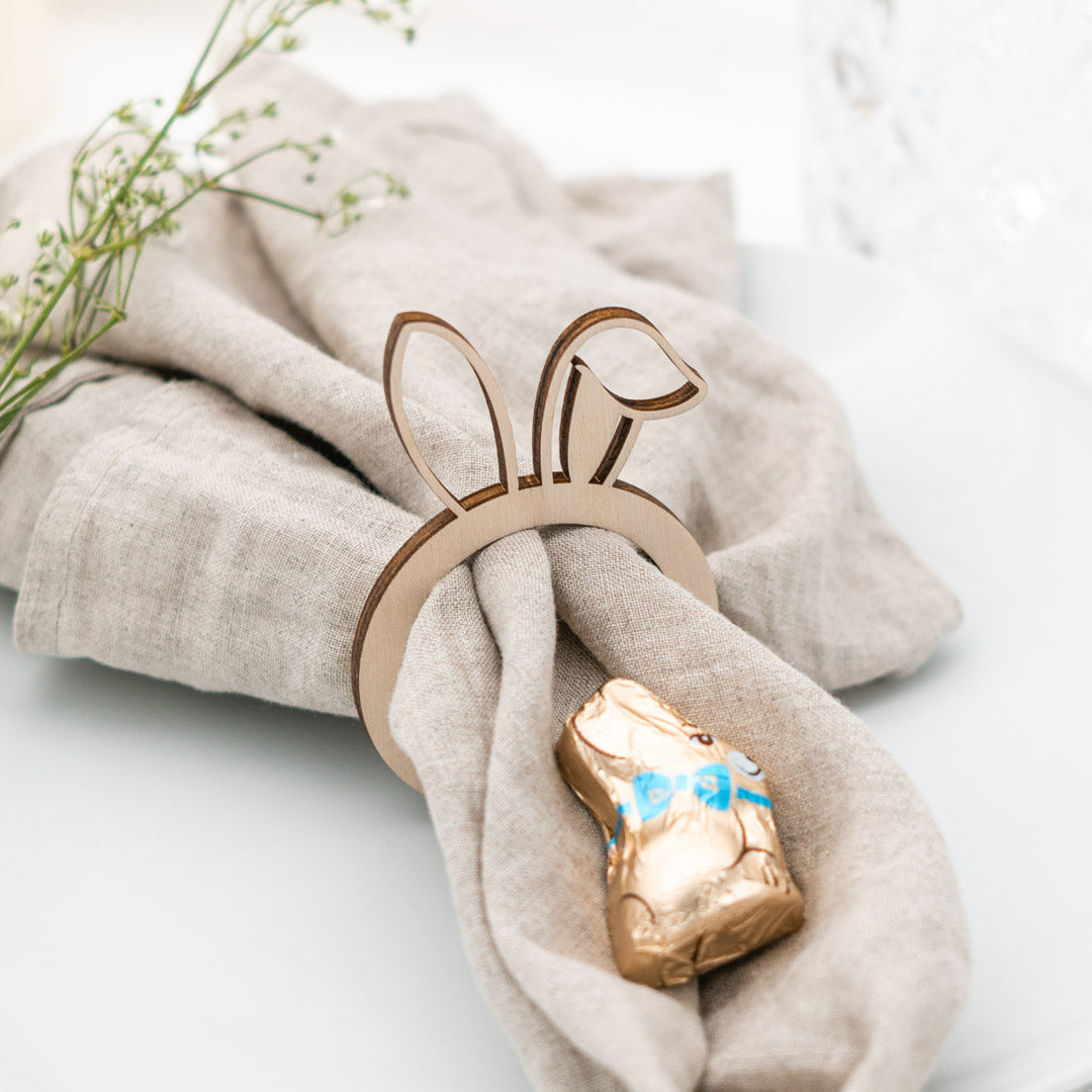 Serviettenringe für Ostern aus Holz "Hasenohr" - JULIBER MANUFAKTUR