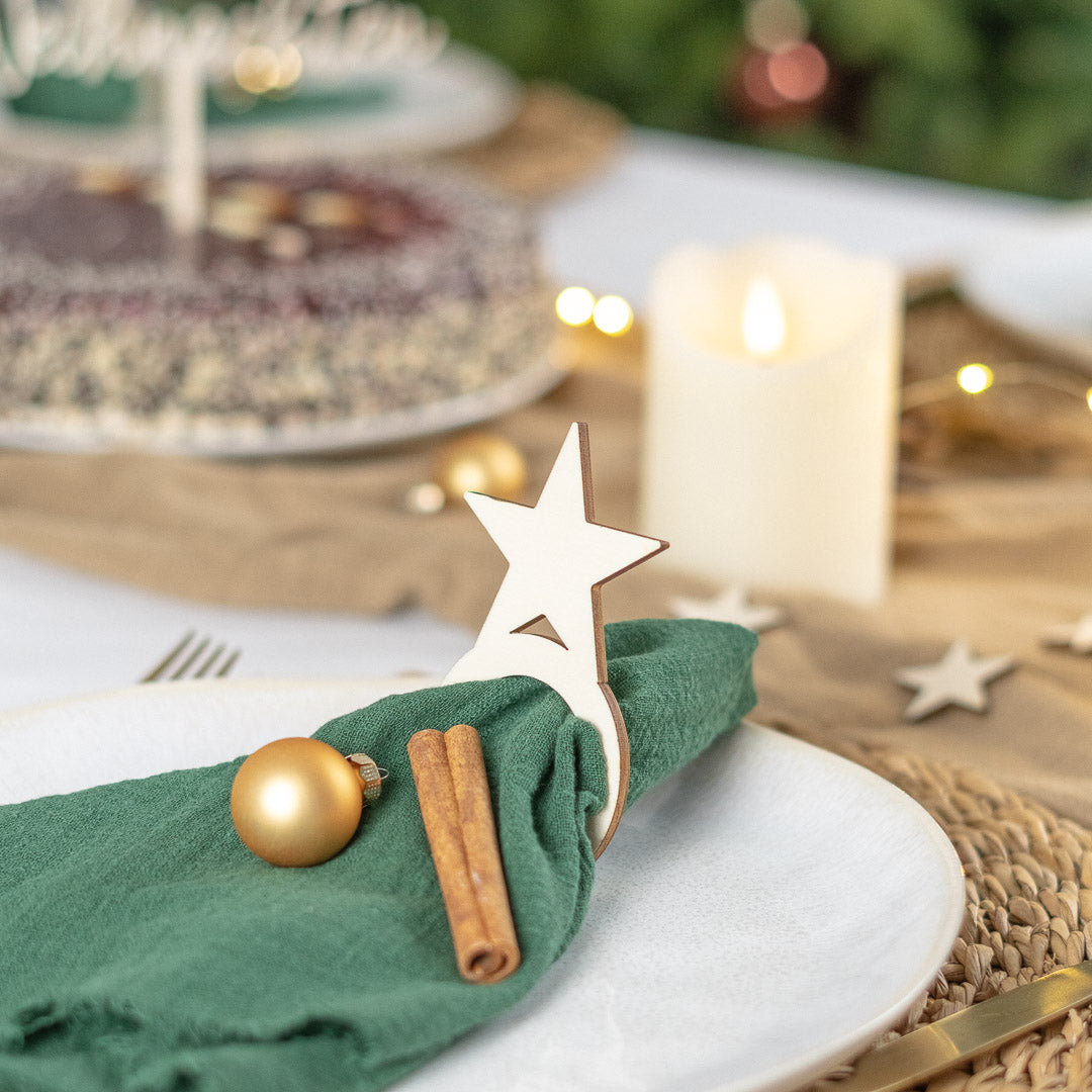 Serviettenringe zu Weihnachten aus Holz "Sterne"