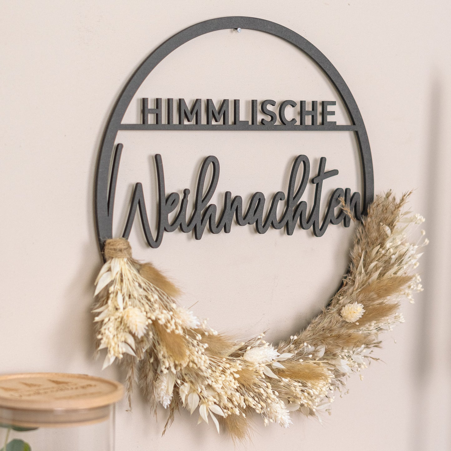 Türkranz Weihnachten aus Holz mit Trockenblumen "Himmlische Weihnachten"