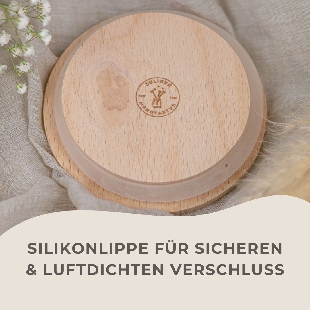 Keksdose personalisiert aus Glas mit Holzdeckel "Hand in Hand"