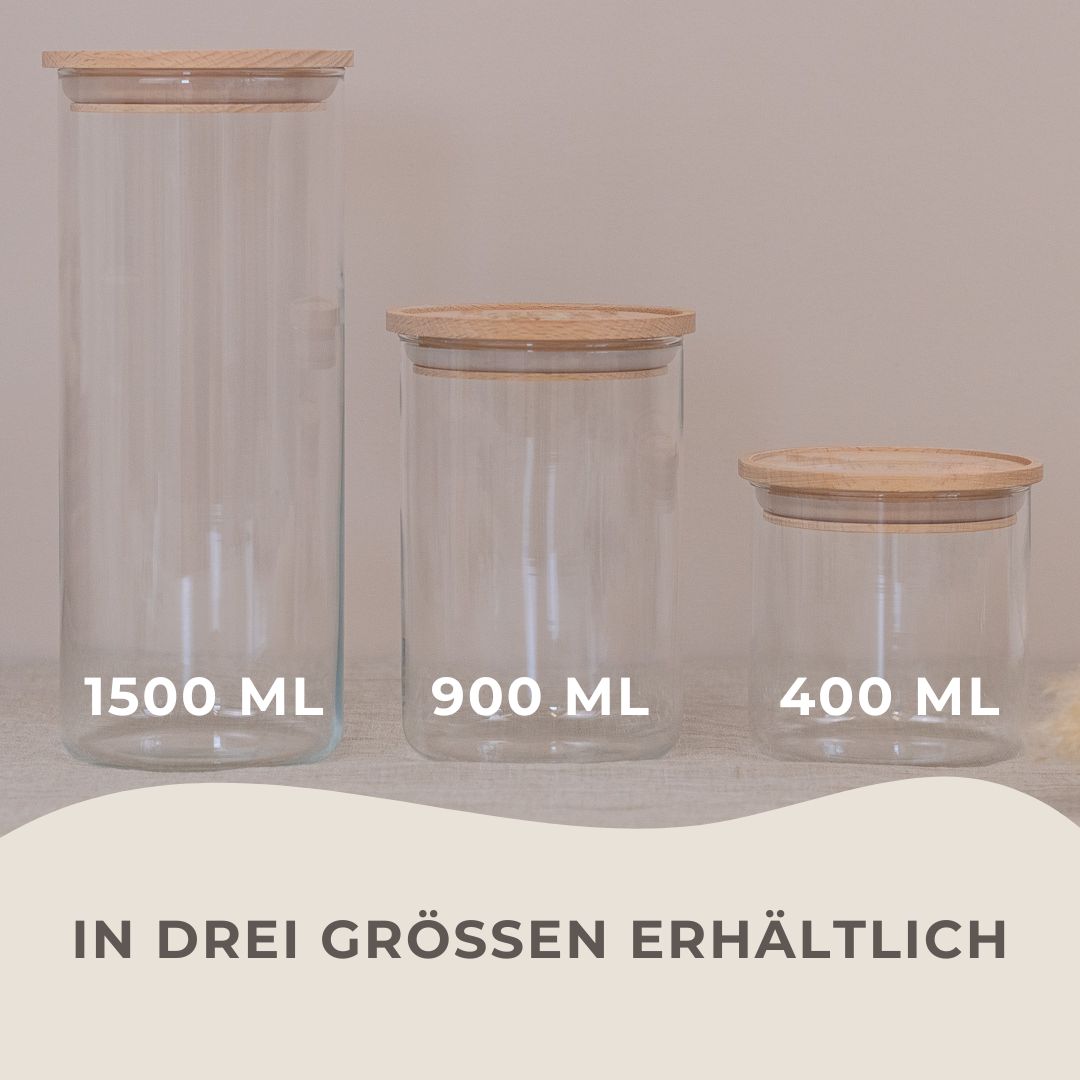 Keksdose personalisiert aus Glas mit Holzdeckel "Vielen Dank"