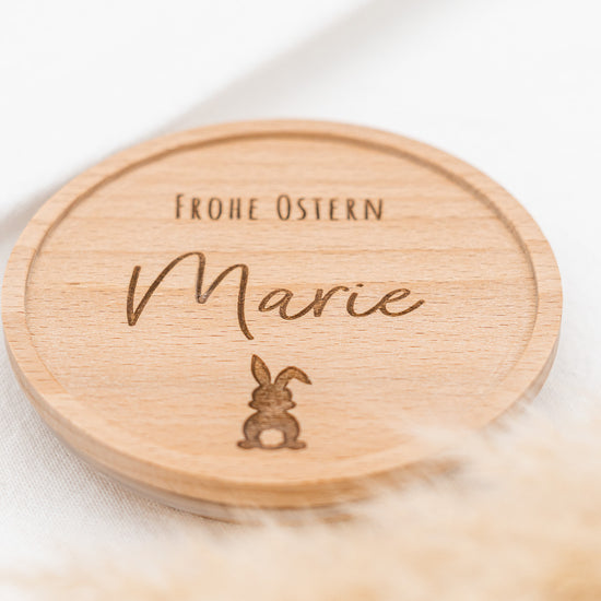 Keksdose personalisiert zu Ostern aus Glas mit Holzdeckel "Frohe Ostern"