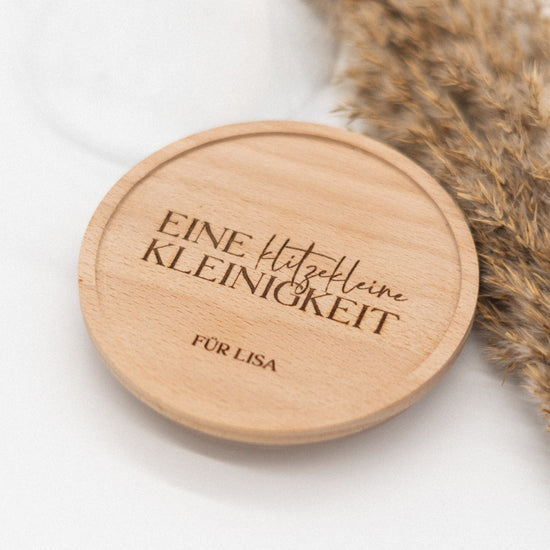 Keksdose personalisiert aus Glas mit Holzdeckel "Kleinigkeit"